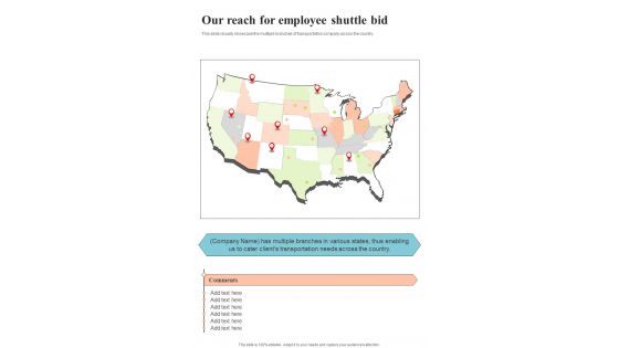 Our Reach For Employee Shuttle Bid One Pager Sample Example Document