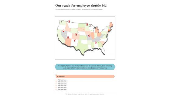 Our Reach For Employee Shuttle Bid One Pager Sample Example Document Our Reach For Employee Shuttle Bid One Pager Sample Example Document