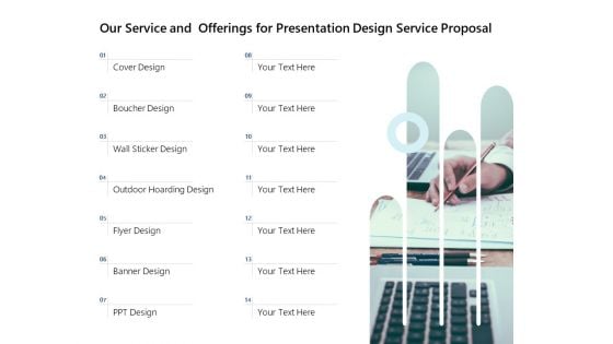 Our Service And Offerings For Presentation Design Service Proposal Ppt PowerPoint Presentation Infographics Design Inspiration