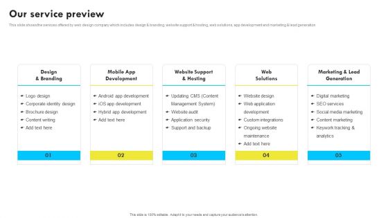 Our Service Preview Web Design And Development Company Profile Microsoft PDF