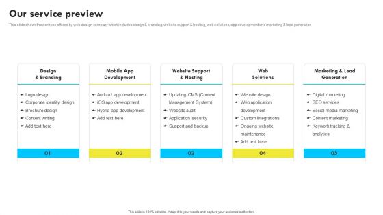 Our Service Preview Web Design And Development Company Profile Microsoft PDF