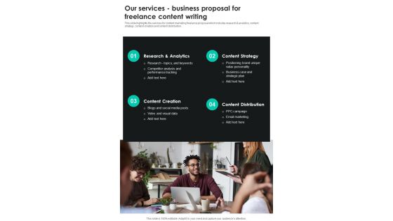 Our Services Business Proposal For Freelance Content Writing One Pager Sample Example Document Our Services Business Proposal For Freelance Content Writing One Pager Sample Example Document
