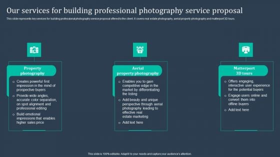 Our Services For Building Professional Photography Service Proposal Demonstration PDF