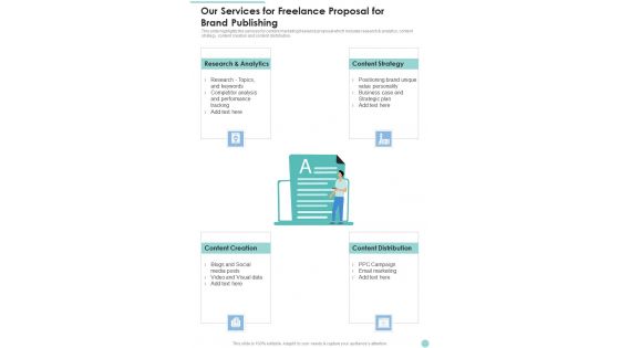 Our Services For Freelance Proposal For Brand Publishing One Pager Sample Example Document