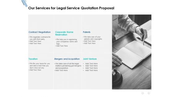 Our Services For Legal Service Quotation Proposal Ppt PowerPoint Presentation Model Introduction