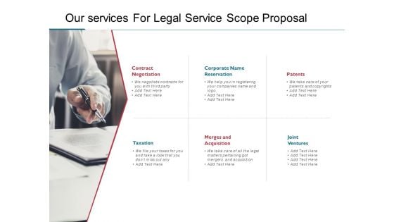 Our Services For Legal Service Scope Proposal Ppt PowerPoint Presentation Pictures Summary