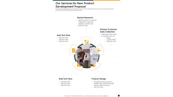 Our Services For New Product Development Proposal One Pager Sample Example Document Our Services For New Product Development Proposal One Pager Sample Example Document