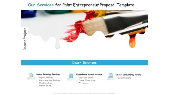 Our Services For Paint Entrepreneur Proposal Template Ppt Visual Aids Styles PDF