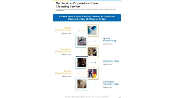 Our Services Proposal For House Cleansing Service One Pager Sample Example Document Our Services Proposal For House Cleansing Service One Pager Sample Example Document