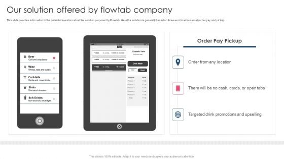 Our Solution Offered By Flowtab Company PowerPoint Presentation PPT Template PDF