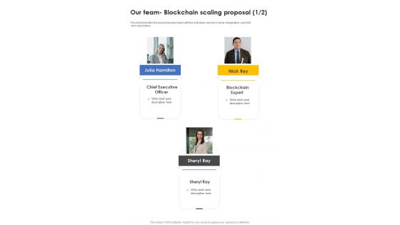 Our Team Blockchain Scaling Proposal One Pager Sample Example Document