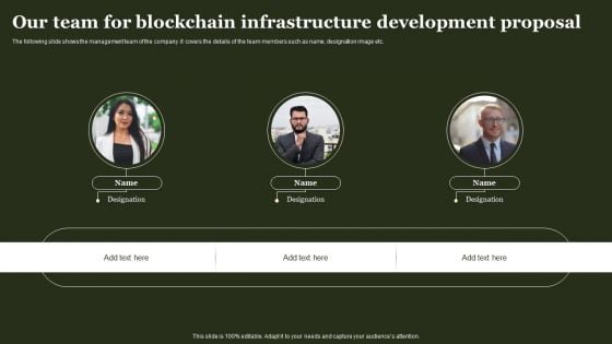 Our Team For Blockchain Infrastructure Development Proposal Formats PDF