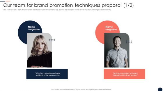 Our Team For Brand Promotion Techniques Proposal Ppt Infographics Inspiration PDF