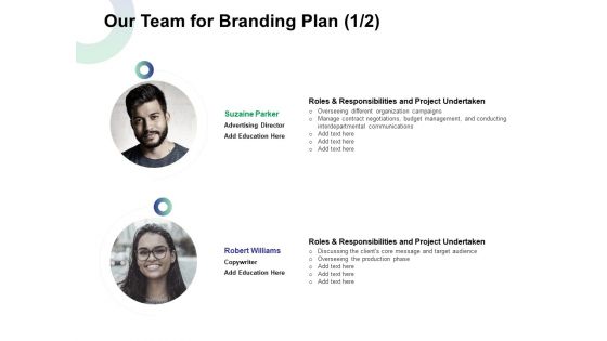 Our Team For Branding Plan Ppt Ideas Graphic Tips PDF