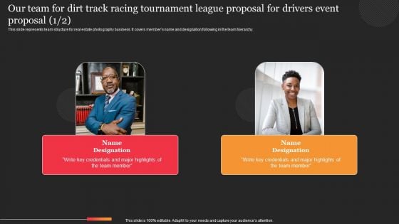 Our Team For Dirt Track Racing Tournament League Proposal For Drivers Event Proposal Ideas PDF Our Team For Dirt Track Racing Tournament League Proposal For Drivers Event Proposal Ideas PDF