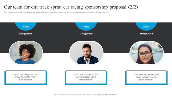 Our Team For Dirt Track Sprint Car Racing Sponsorship Proposal Summary PDF