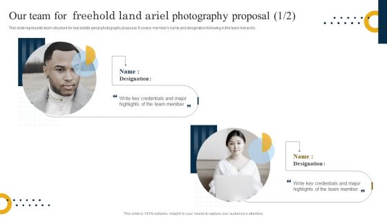 Our Team For Freehold Land Ariel Photography Proposal Formats PDF Our Team For Freehold Land Ariel Photography Proposal Formats PDF