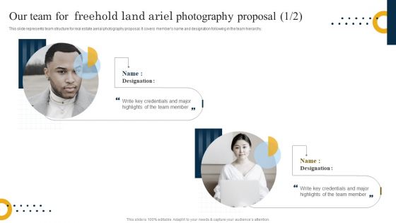 Our Team For Freehold Land Ariel Photography Proposal Formats PDF