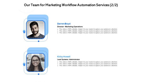 Our Team For Marketing Workflow Automation Services Marketing Ppt PowerPoint Presentation Infographics Templates PDF