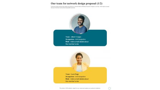 Our Team For Network Design Proposal One Pager Sample Example Document