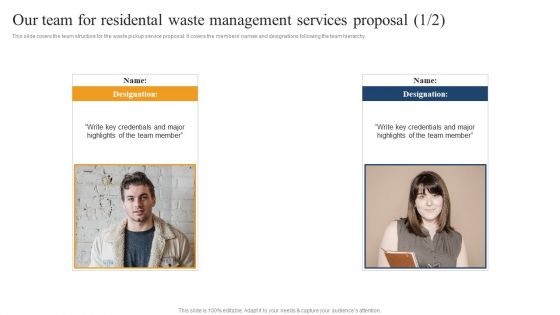 Our Team For Residental Waste Management Services Proposal Elements PDF