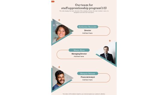 Our Team For Staff Apprenticeship Program One Pager Sample Example Document Our Team For Staff Apprenticeship Program One Pager Sample Example Document