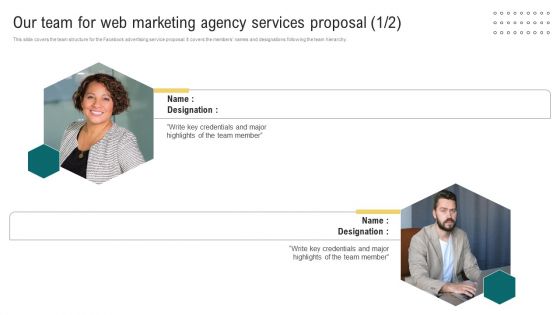 Our Team For Web Marketing Agency Services Proposal Ppt Gallery Slideshow PDF