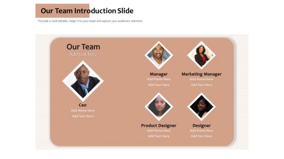 Our Team Introduction Slide Ppt PowerPoint Presentation Gallery Designs PDF Our Team Introduction Slide Ppt PowerPoint Presentation Gallery Designs PDF