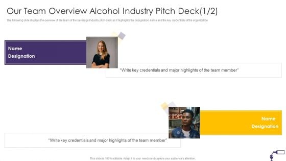 Our Team Overview Alcohol Industry Pitch Deck Ppt Icon File Formats PDF