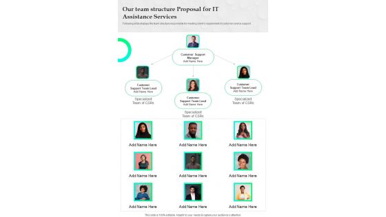 Our Team Structure Proposal For IT Assistance Services One Pager Sample Example Document