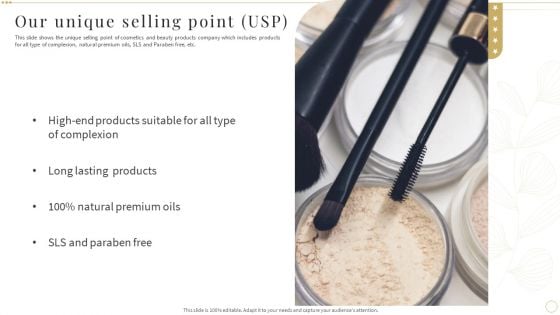 Our Unique Selling Point USP Skin Care And Beautifying Products Company Profile Elements PDF Our Unique Selling Point USP Skin Care And Beautifying Products Company Profile Elements PDF