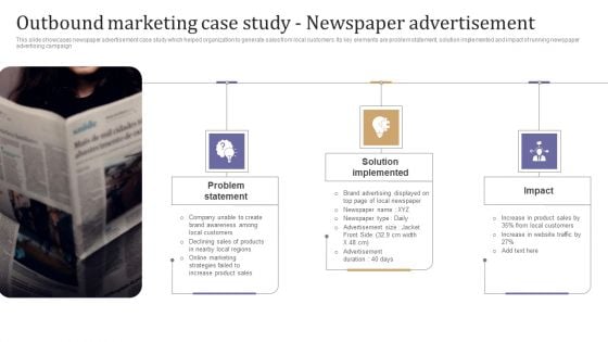 Outbound Marketing Case Study Newspaper Advertisement Portrait PDF