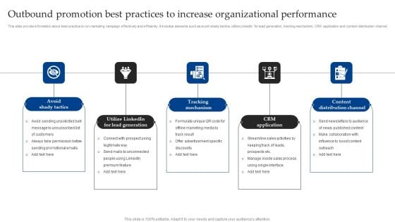 Outbound Promotion Best Practices To Increase Organizational Performance Slides PDF