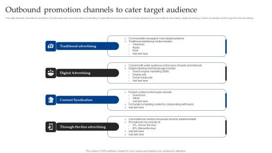 Outbound Promotion Channels To Cater Target Audience Brochure PDF