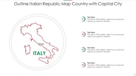 Outline Italian Republic Map Country With Capital City Sample PDF