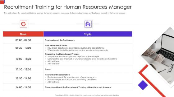 Outline Of Employee Recruitment Recruitment Training For Human Resources Manager Introduction PDF