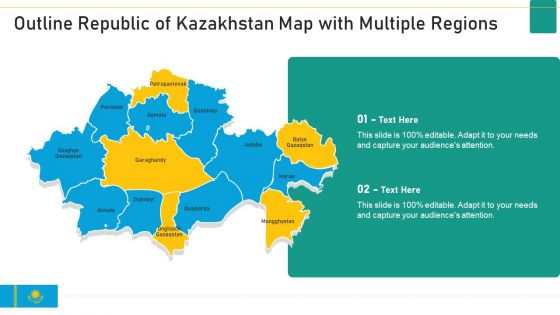 Outline Republic Of Kazakhstan Map With Multiple Regions Information PDF