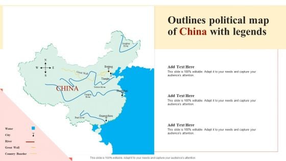 Outlines Political Map Of China With Legends Template PDF