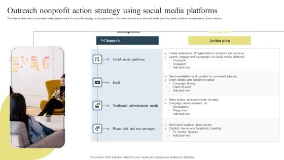 Outreach Nonprofit Action Strategy Using Social Media Platforms Diagrams PDF Outreach Nonprofit Action Strategy Using Social Media Platforms Diagrams PDF