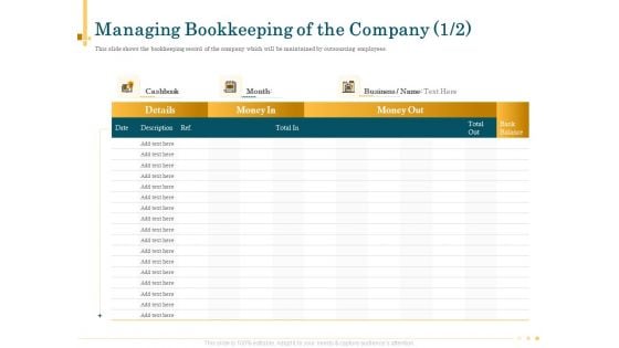 Outsource Bookkeeping Service Manage Financial Transactions Managing Bookkeeping Company Month Slides PDF