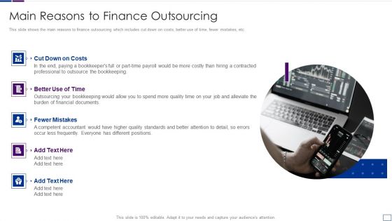 Outsourcing Financial Accounting Solutions For Company Main Reasons To Finance Portrait PDF