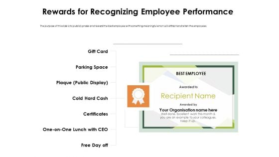 Outstanding Employee Rewards For Recognizing Employee Performance Brochure PDF