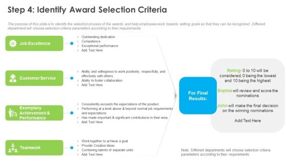 Outstanding Employee Step 4 Identify Award Selection Criteria Ppt Infographic Template Outline PDF