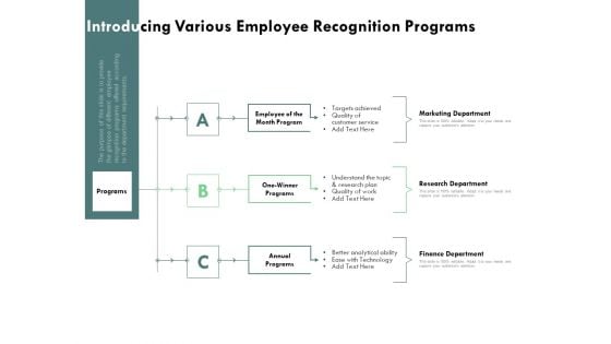 Outstanding Performer Workplace Introducing Various Employee Recognition Programs Formats PDF