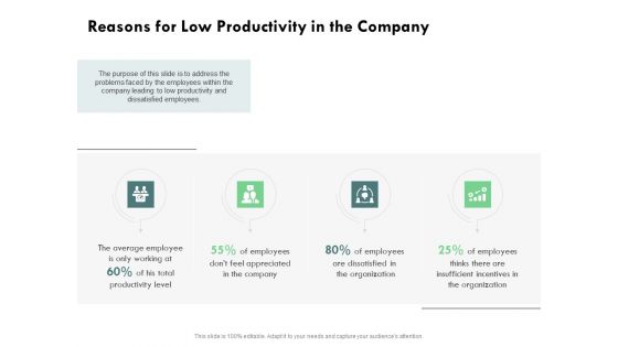 Outstanding Performer Workplace Reasons For Low Productivity In The Company Summary PDF