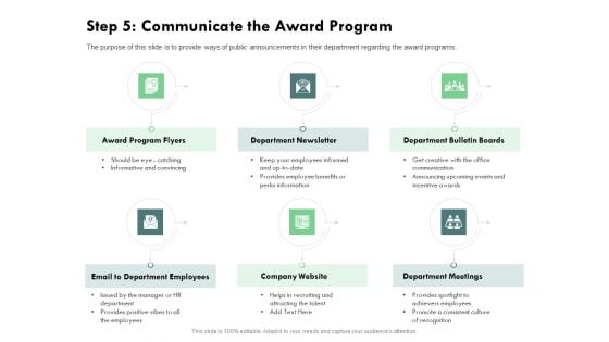Outstanding Performer Workplace Step 5 Communicate The Award Program Elements PDF