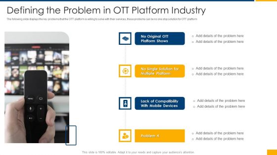 Over The Top Business Investor Financing Defining The Problem In OTT Platform Industry Ideas PDF