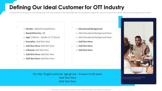 Over Top Media Service Industry Capital Funding Defining Our Ideal Customer For Ott Industry Professional PDF Over Top Media Service Industry Capital Funding Defining Our Ideal Customer For Ott Industry Professional PDF
