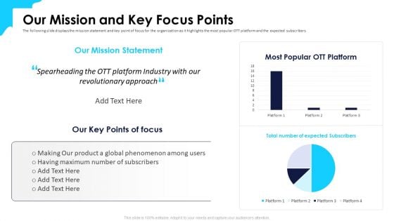 Over Top Media Service Industry Capital Funding Our Mission And Key Focus Points Elements PDF