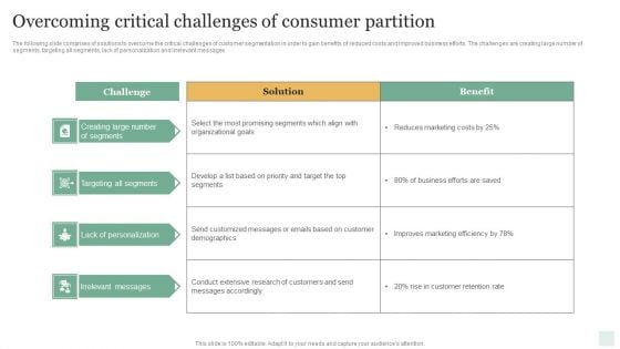 Overcoming Critical Challenges Of Consumer Partition Brochure PDF